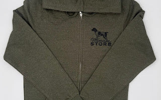 Minam Store "Ares" Front, Ella in Canyon Back Full Zip Hoodie